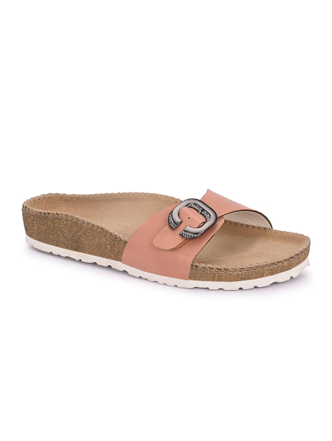 women peach slip on sandal - 21998099 -  Standard Image - 1