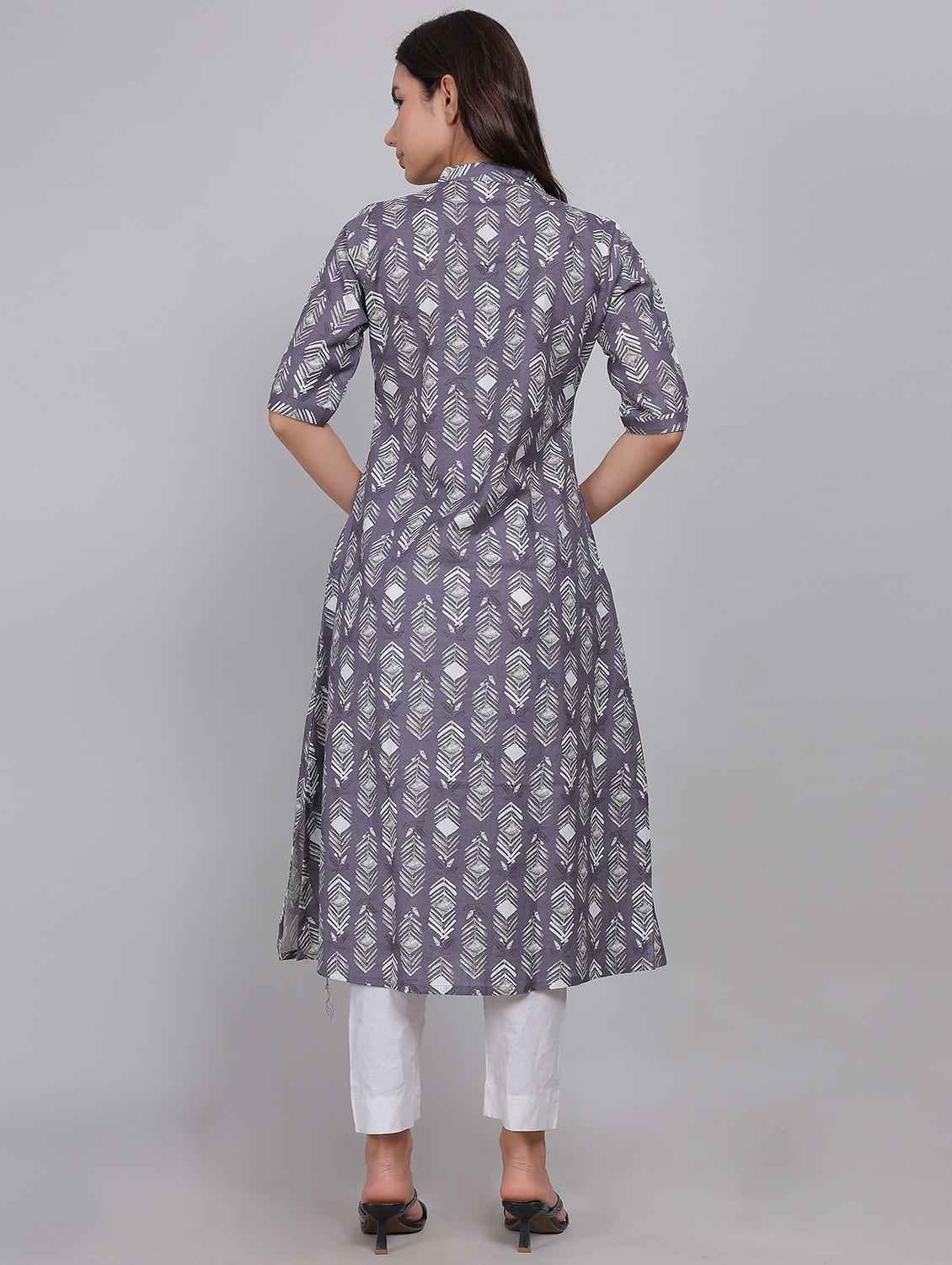 women printed elbow length sleeve a-line kurta - 21998115 - Standard Image - 4