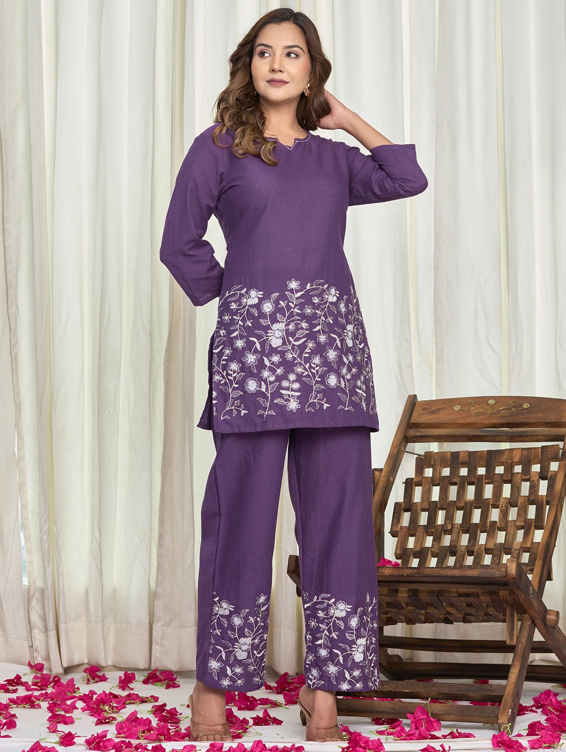 women floral three quarter sleeve ethnic co-ord set - 21998117 - Standard Image - 1