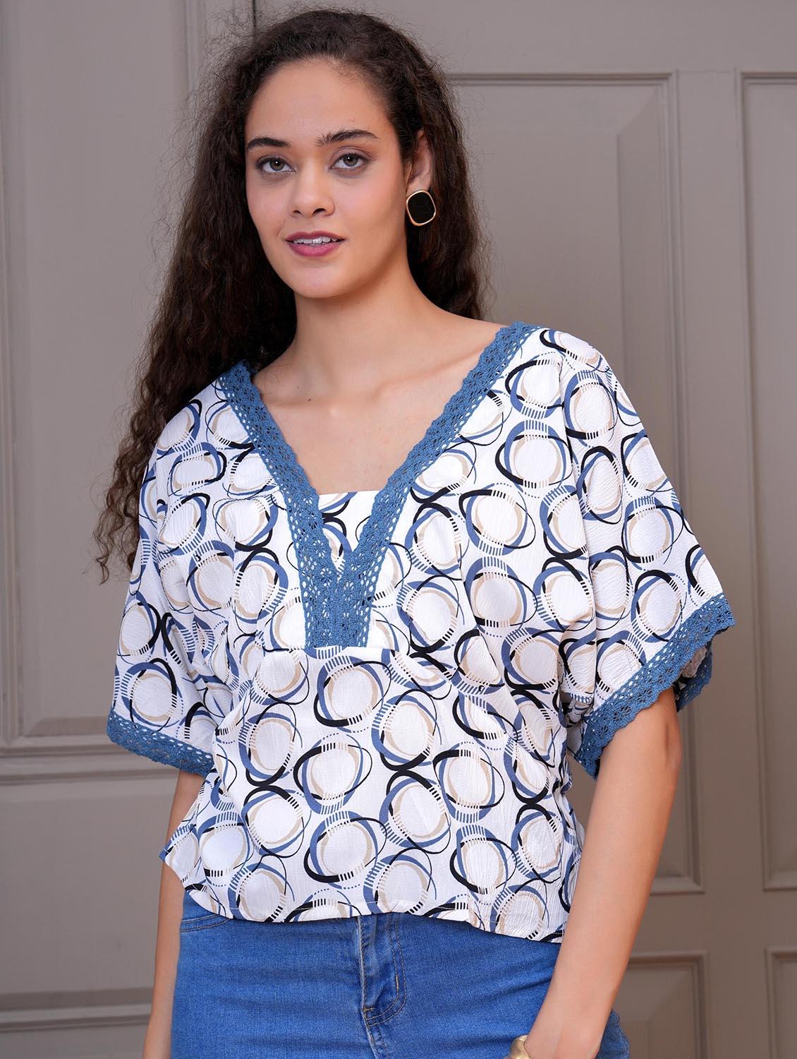women printed batwing sleeve regular top - 21998124 - Zoom Image - 0