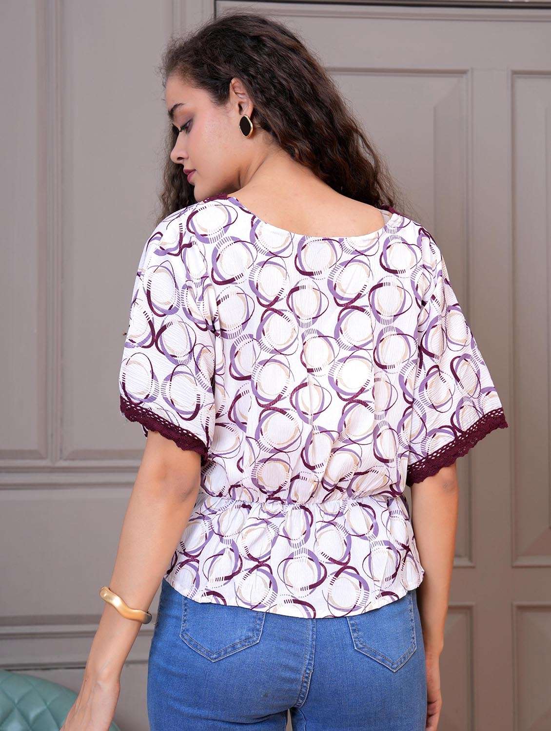 women printed batwing sleeve regular top - 21998125 - Standard Image - 4