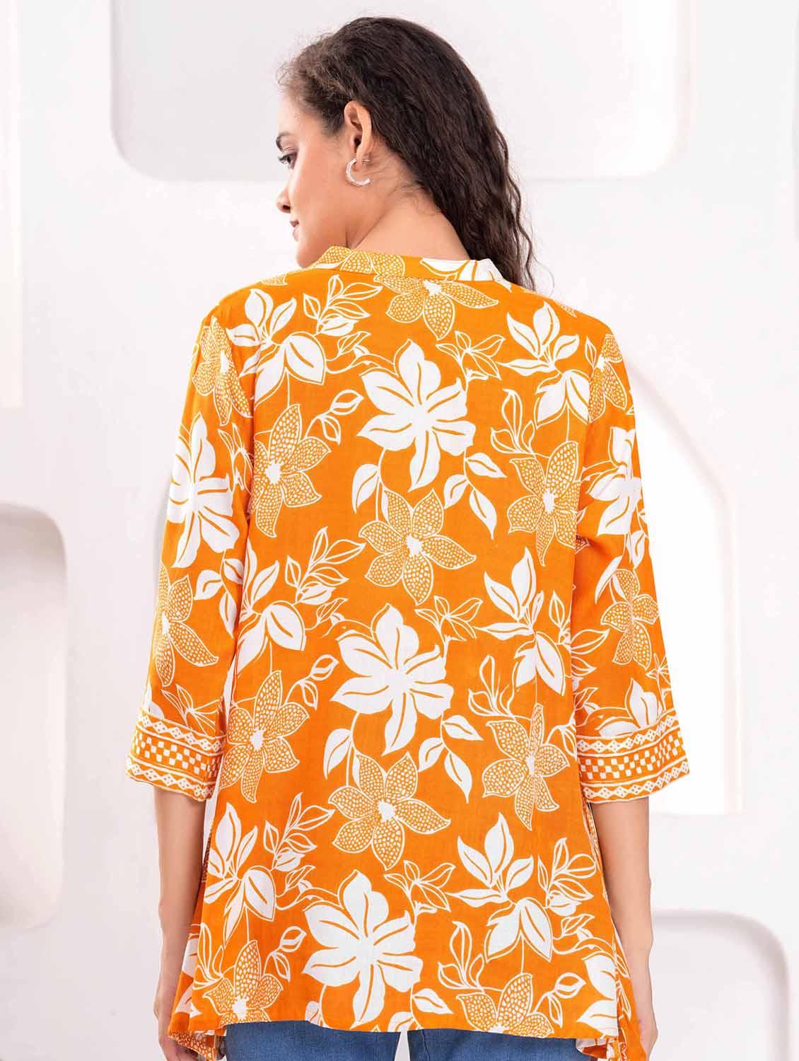 women printed three quarter sleeve a-line kurti - 21998128 - Standard Image - 4