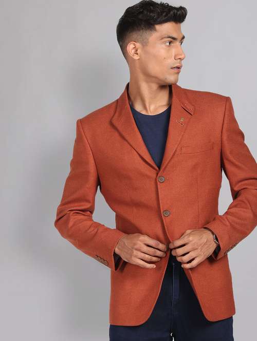men solid long sleeve single breasted blazer - 21998319 - Standard Image - 0
