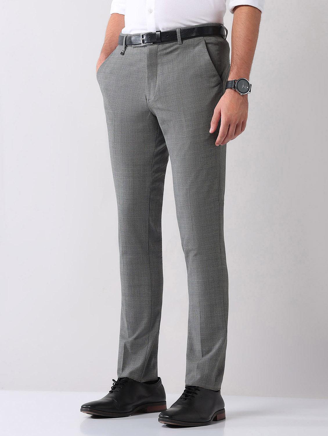 men checkered mid rise casual trouser - 21998327 -  Standard Image - 1