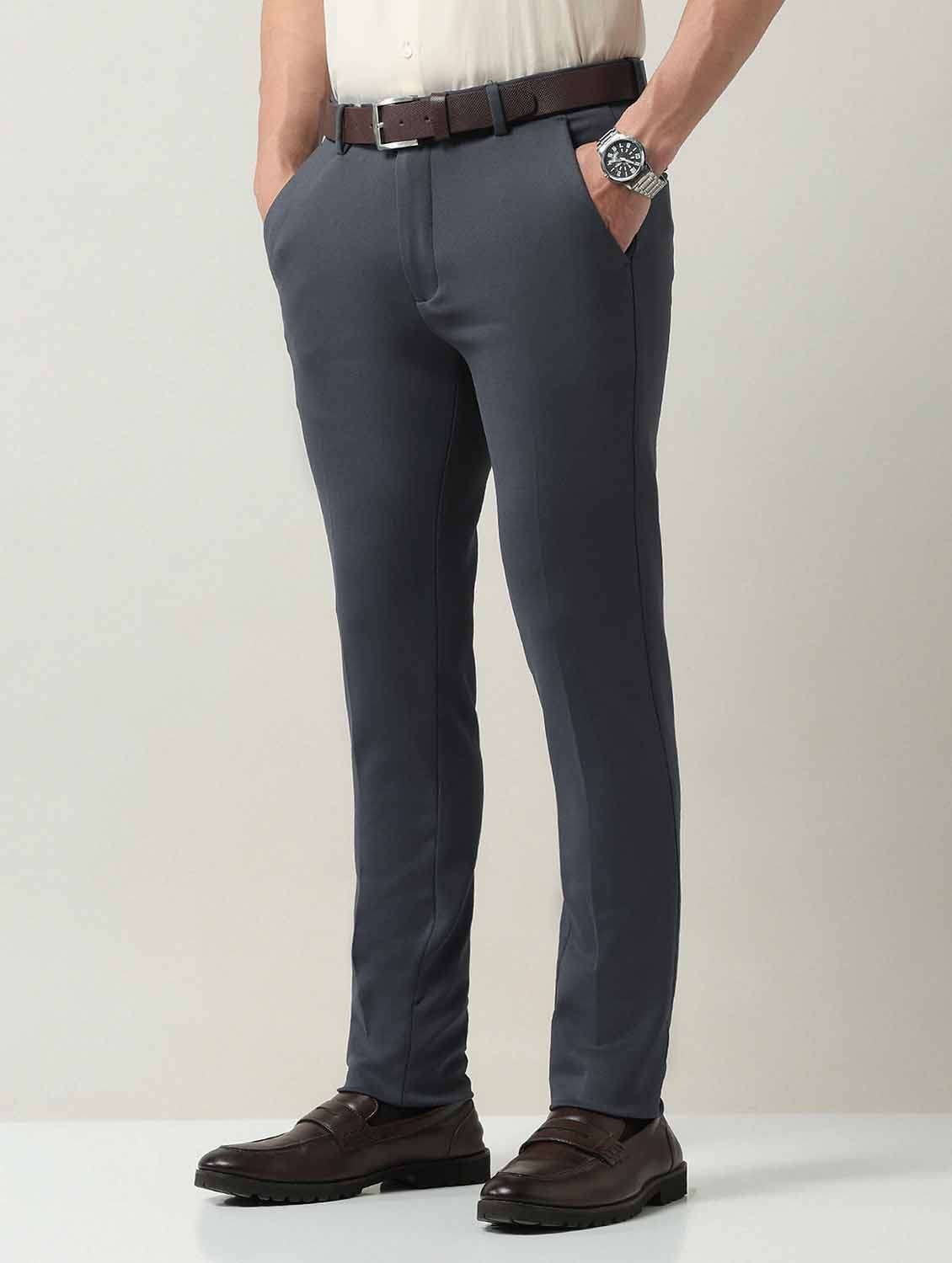 men solid mid rise slim fit trouser - 21998330 - Standard Image - 1