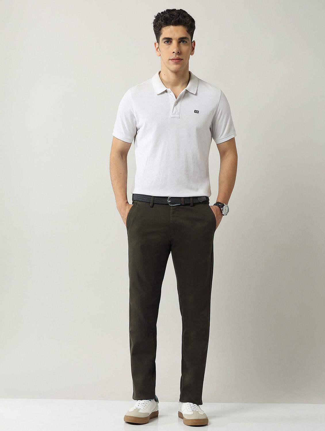 men solid mid rise straight fit chinos - 21998331 - Standard Image - 4