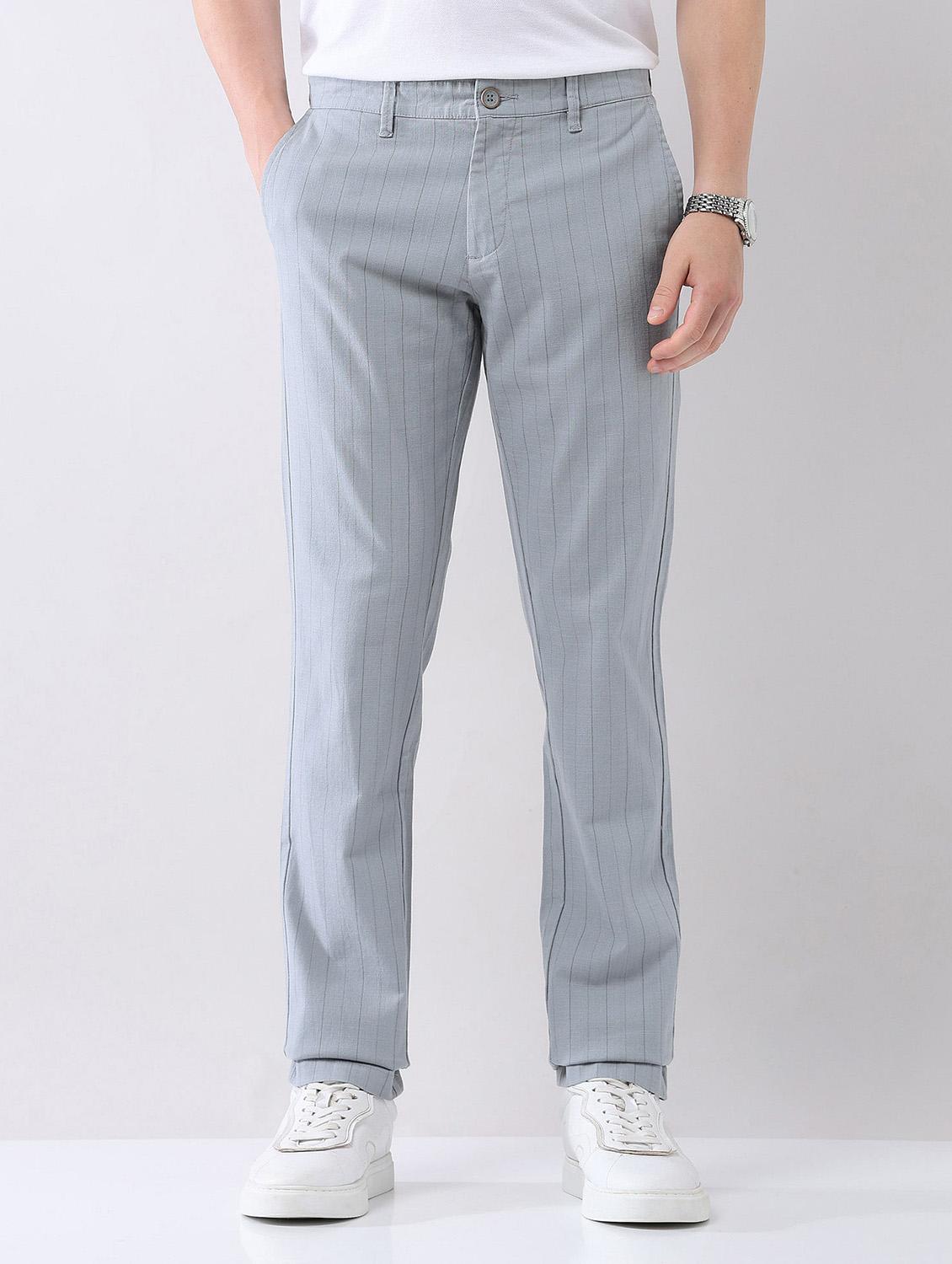 men striped mid rise straight fit chinos - 21998339 -  Zoom Image - 0