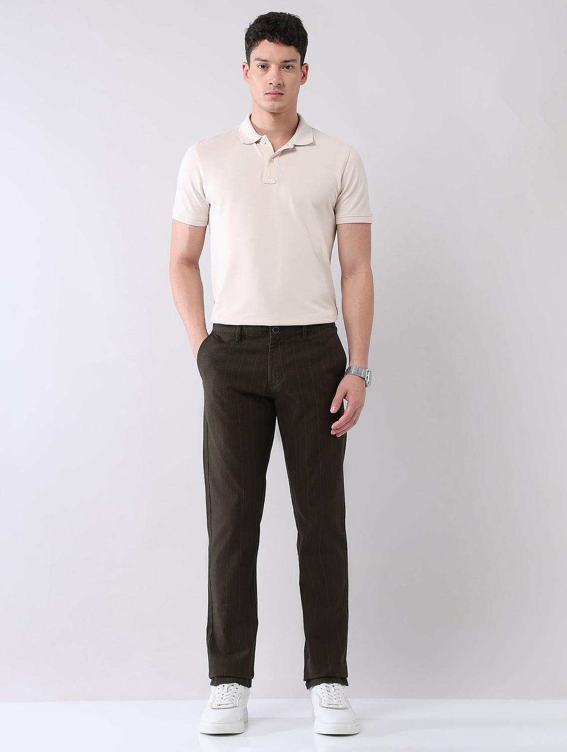 men striped mid rise straight fit chinos - 21998341 - Standard Image - 4