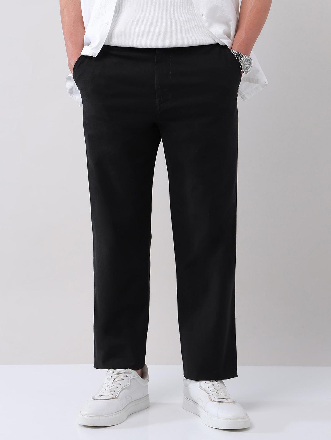men solid mid rise straight fit chinos