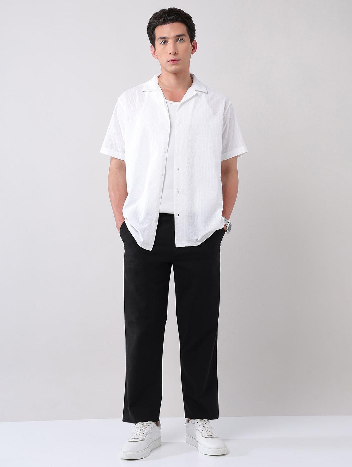 men solid mid rise straight fit chinos - 21998359 - Standard Image - 4