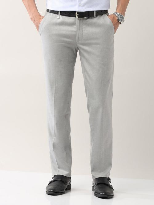 men solid mid rise formal trouser - 21998368 - Standard Image - 0