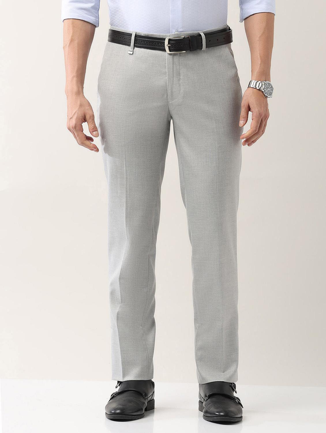 men solid mid rise formal trouser - 21998368 -  Standard Image - 1