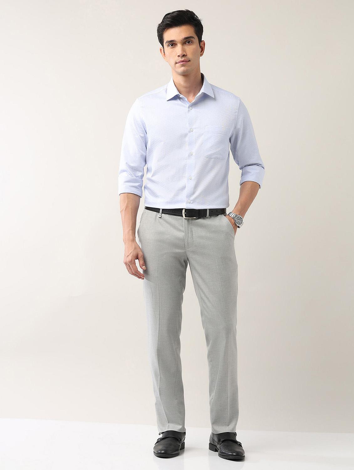 men solid mid rise formal trouser - 21998368 - Standard Image - 4
