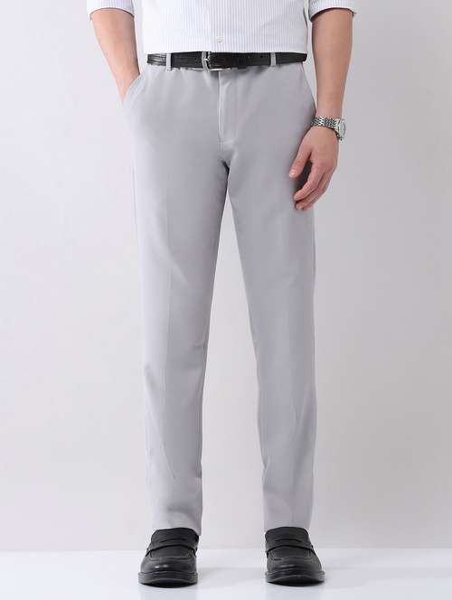 men solid mid rise formal trouser - 21998370 -  Standard Image - 0