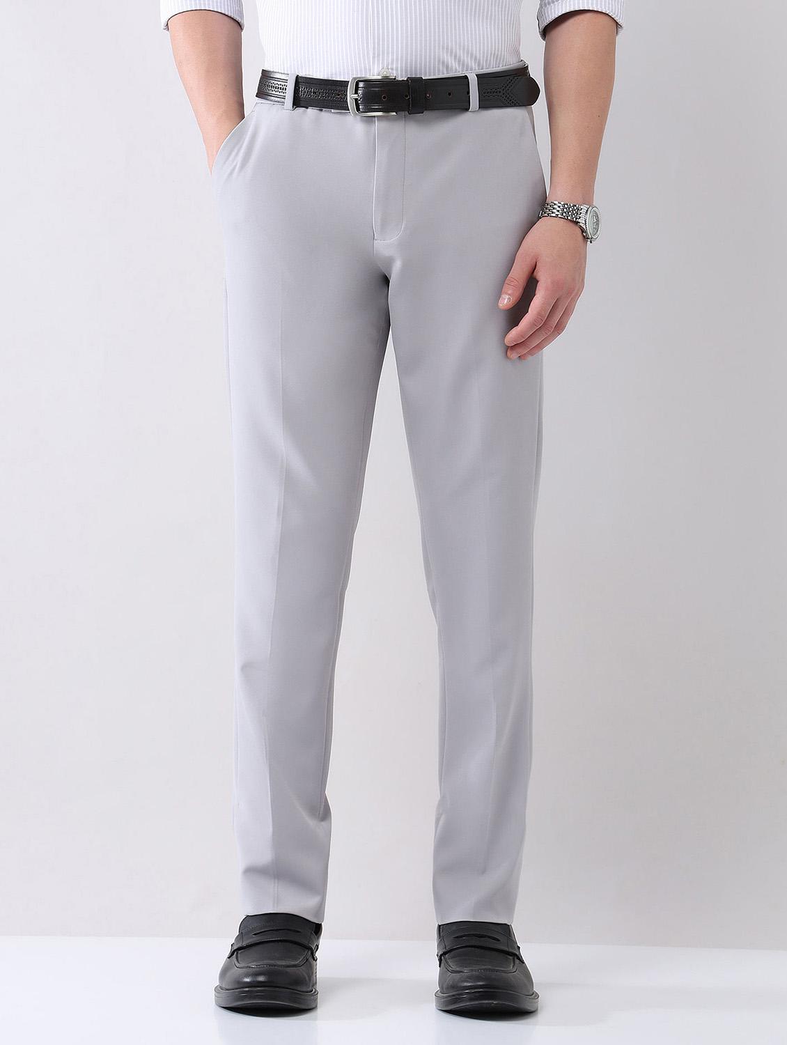 men solid mid rise formal trouser - 21998370 -  Standard Image - 1