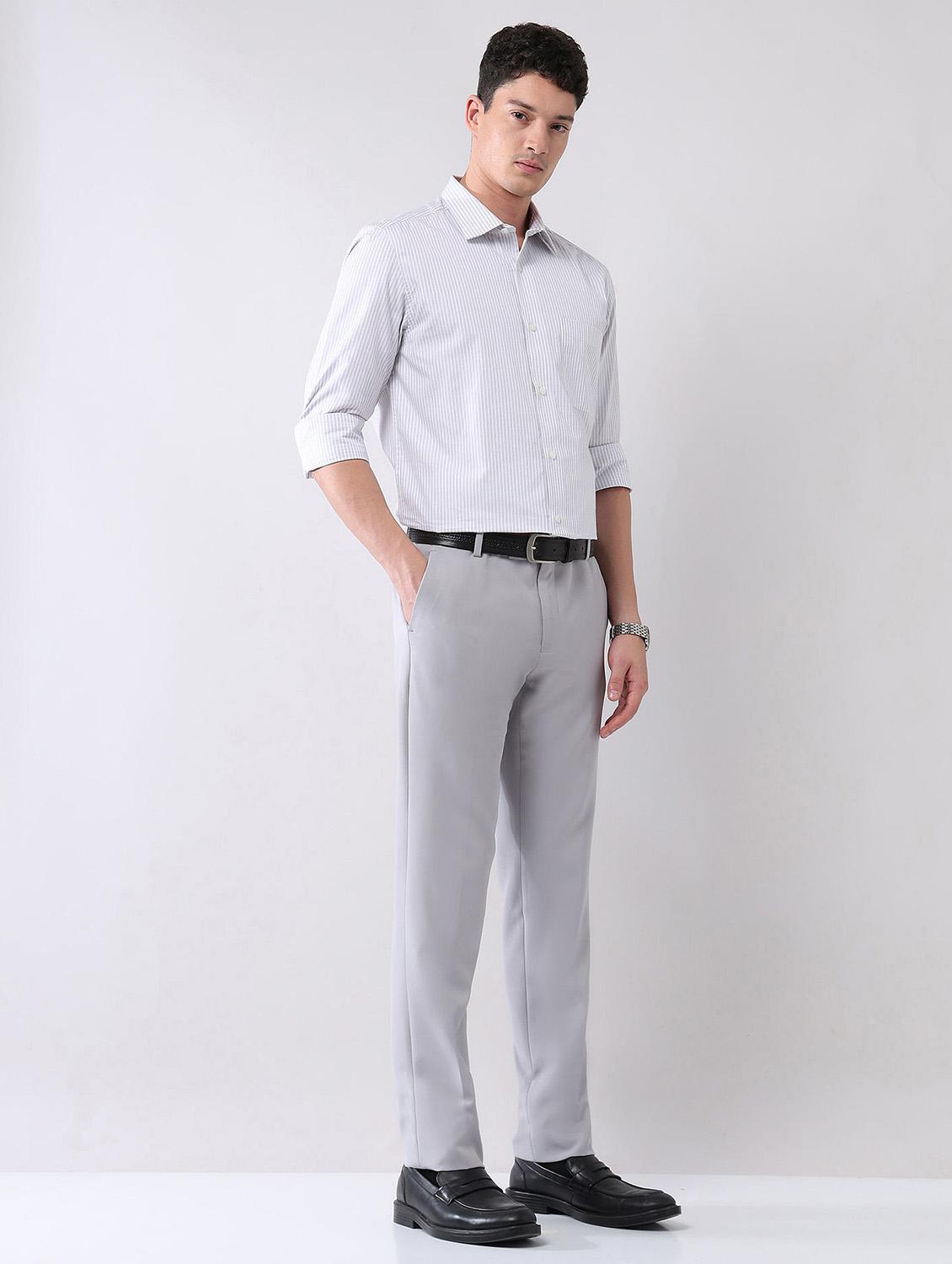 men solid mid rise formal trouser - 21998370 - Standard Image - 4
