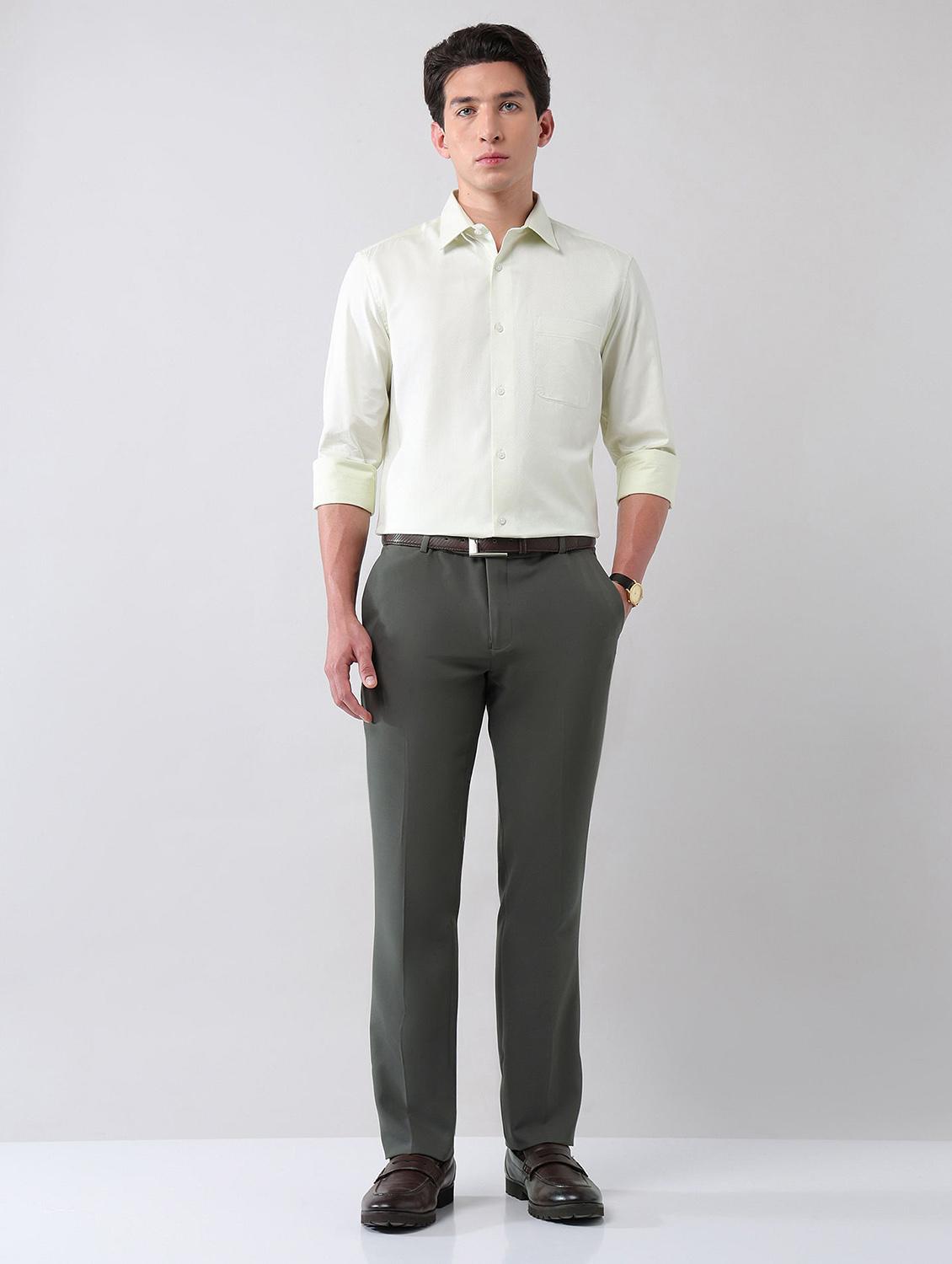 men solid mid rise formal trouser - 21998372 - Standard Image - 4