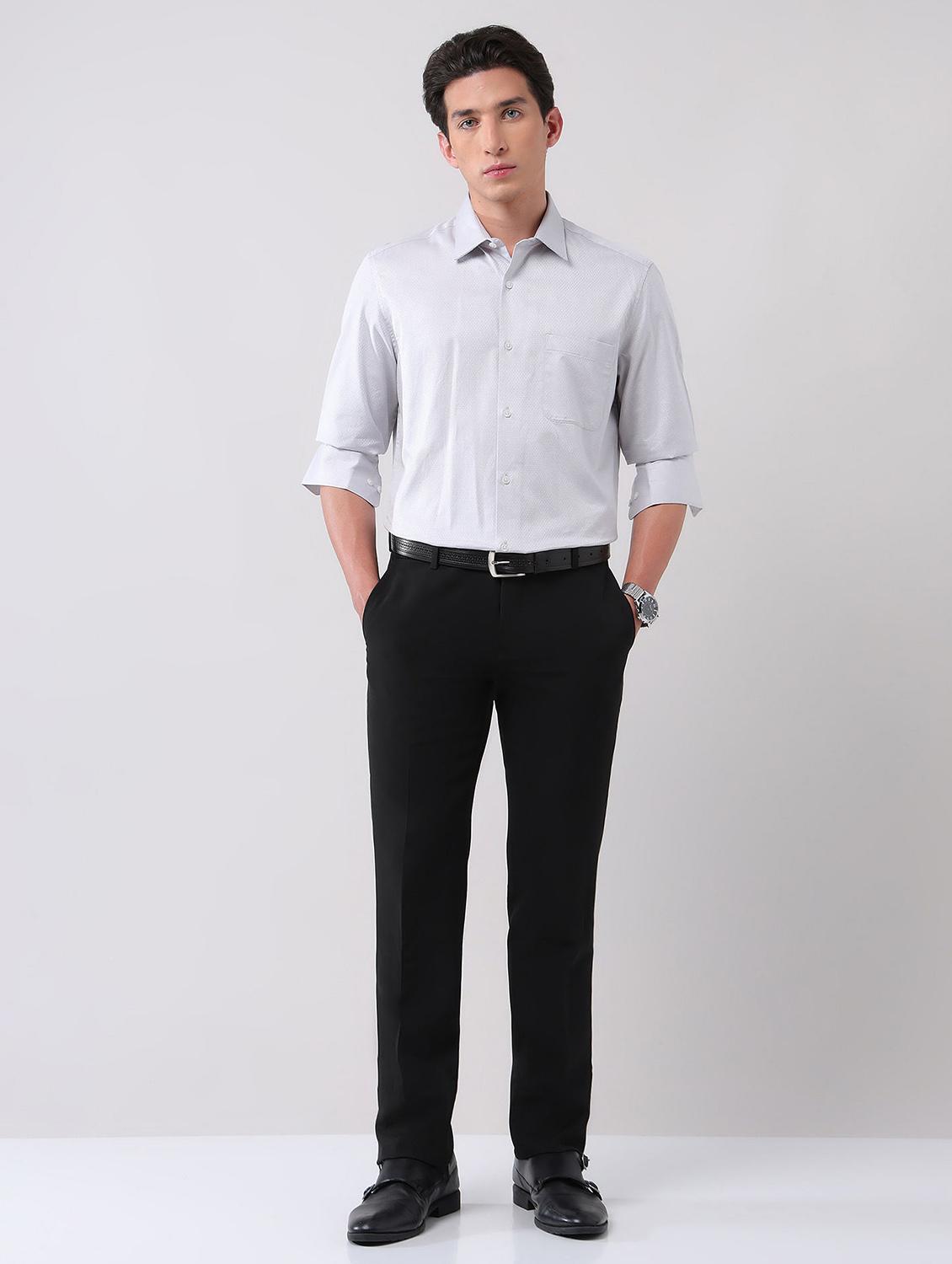 men solid mid rise formal trouser - 21998373 - Standard Image - 4