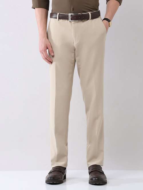 men solid mid rise formal trouser - 21998375 - Standard Image - 0