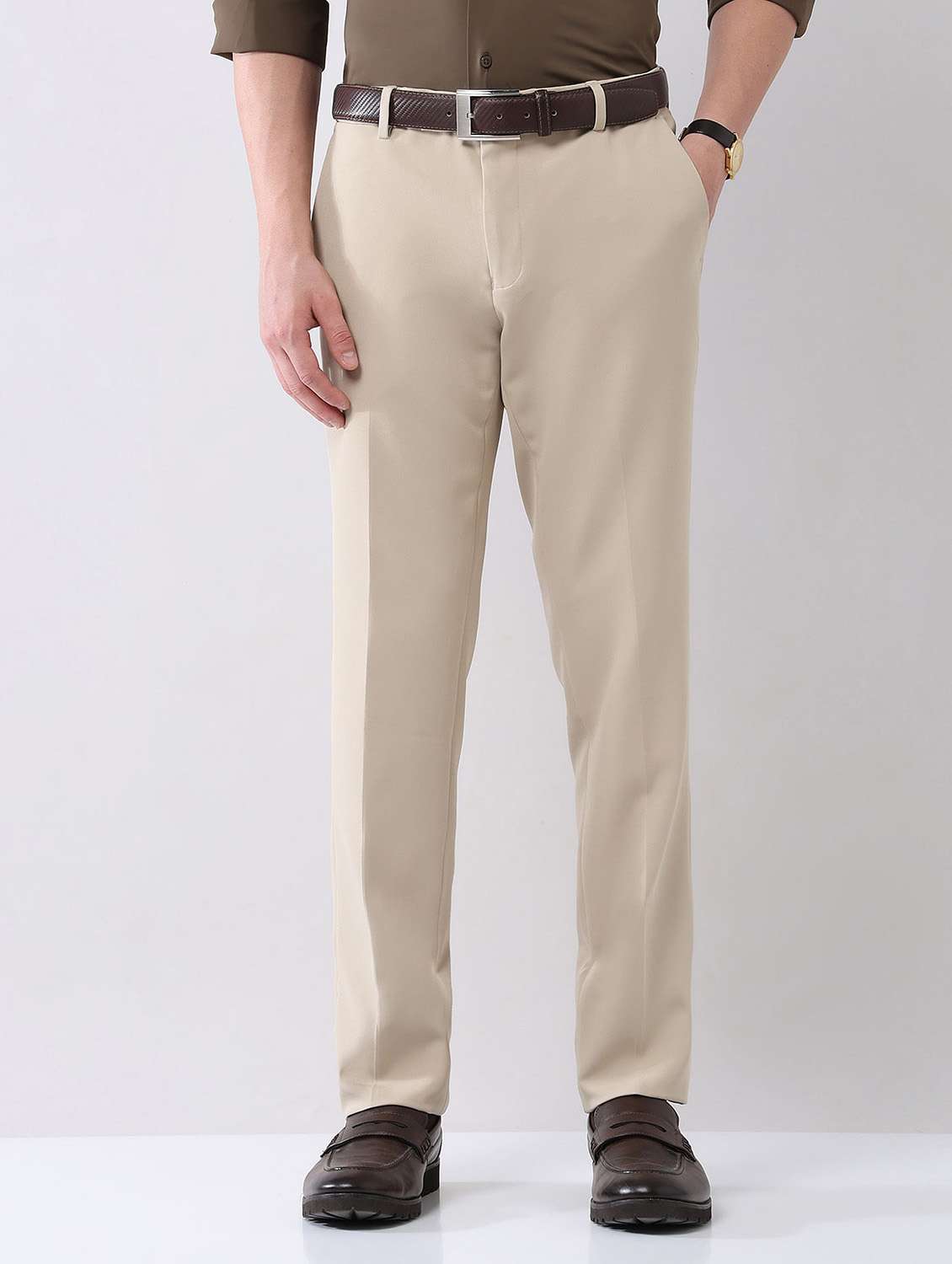 men solid mid rise formal trouser - 21998375 - Zoom Image - 0