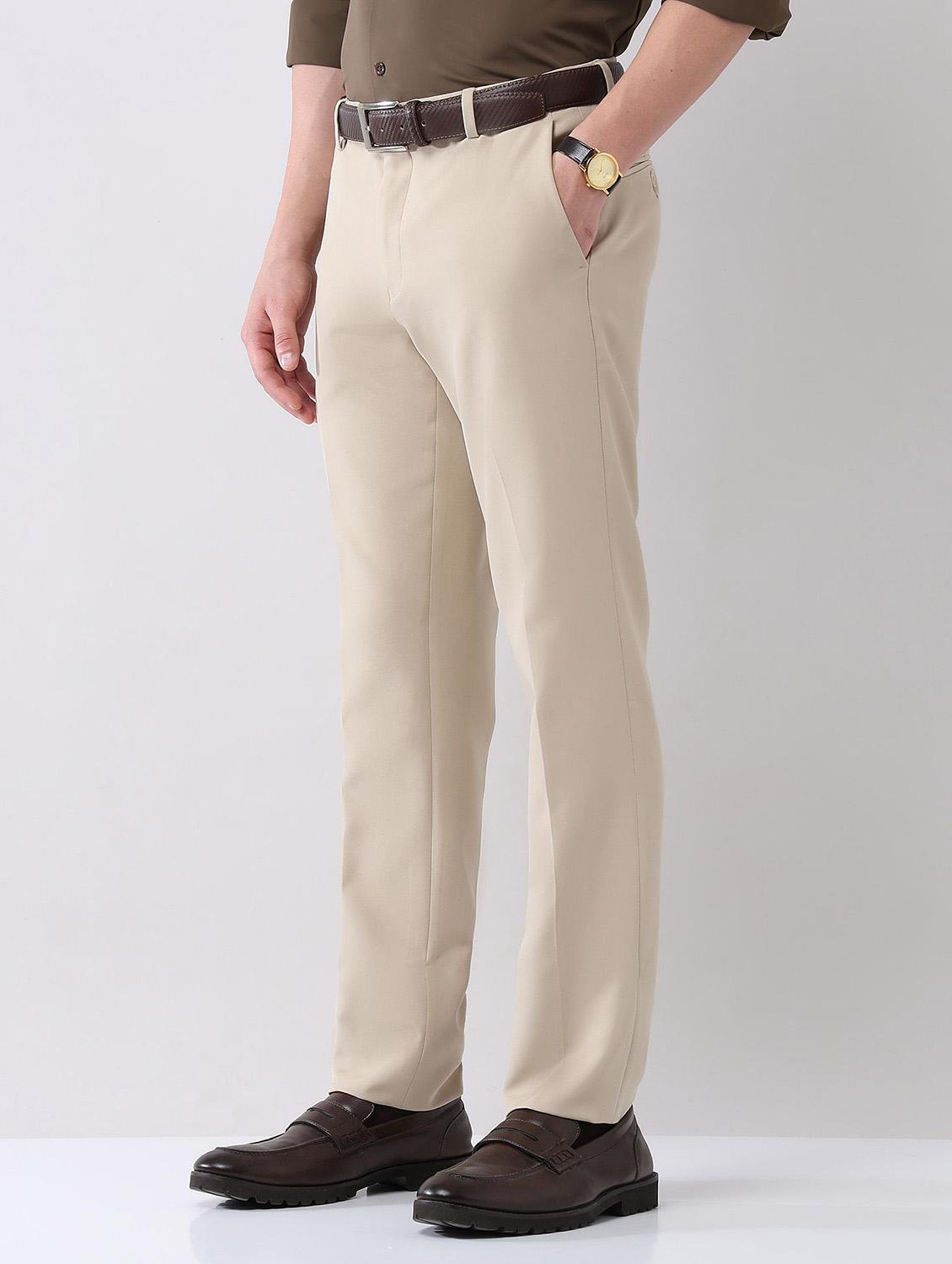 men solid mid rise formal trouser - 21998375 - Standard Image - 1