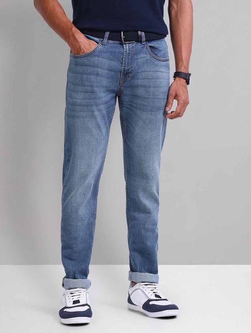 men washed mid rise slim fit jeans - 21998377 -  Standard Image - 0