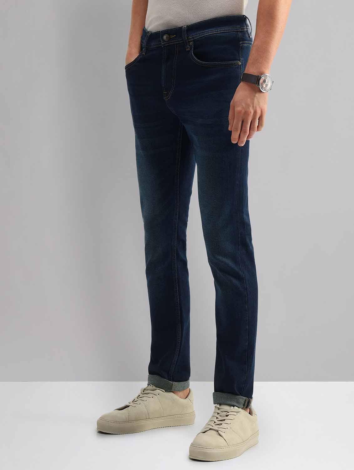 men washed mid rise slim fit jeans - 21998378 -  Standard Image - 1