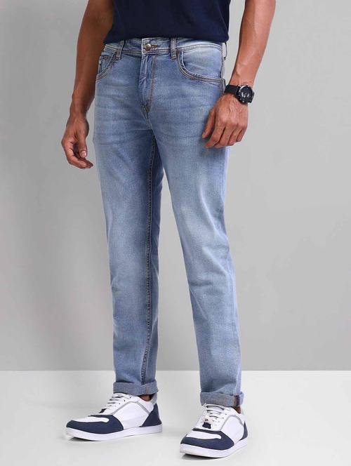 men washed mid rise slim fit jeans - 21998380 - Standard Image - 0