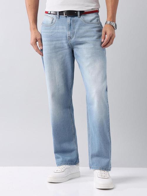 men washed mid rise baggy fit jeans - 21998387 - Standard Image - 0