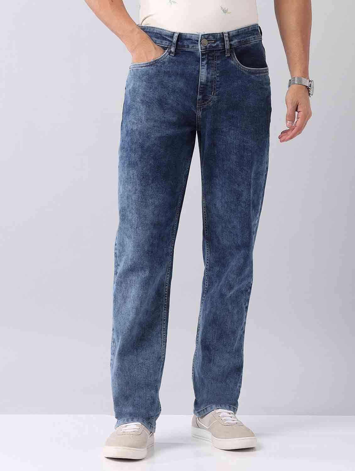 men washed mid rise straight fit jeans - 21998388 - Standard Image - 1