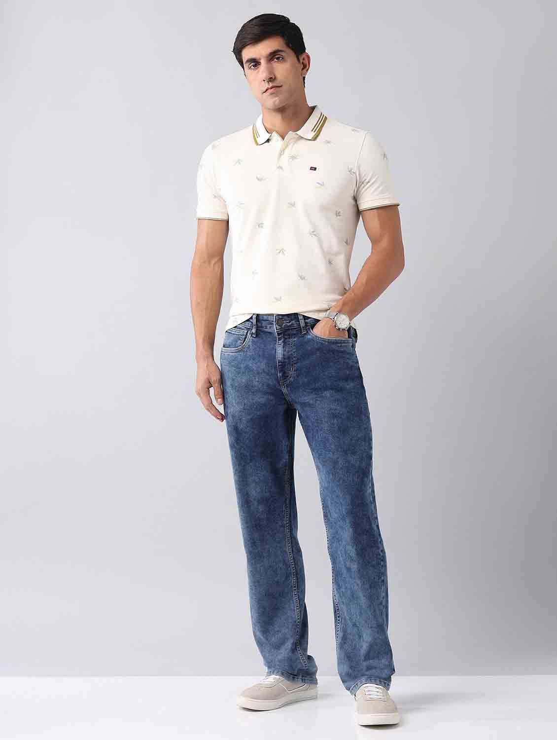 men washed mid rise straight fit jeans - 21998388 - Standard Image - 4