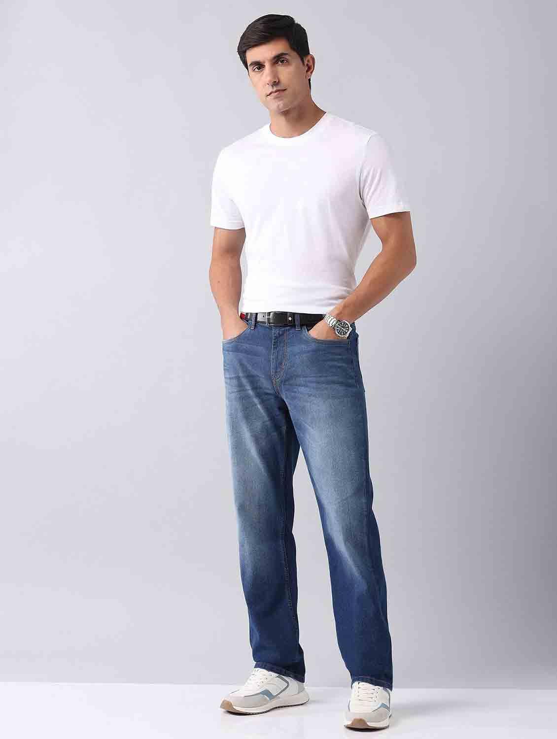 men washed mid rise straight fit jeans - 21998389 - Standard Image - 4