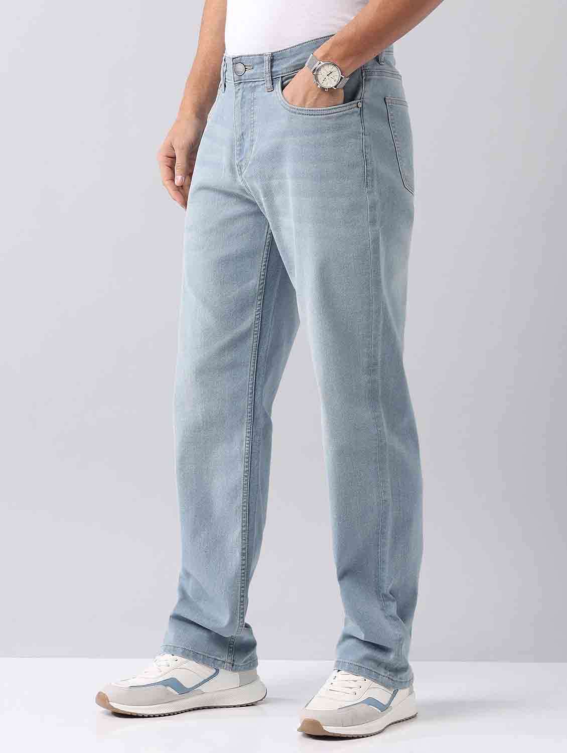 men washed mid rise straight fit jeans - 21998392 - Standard Image - 1