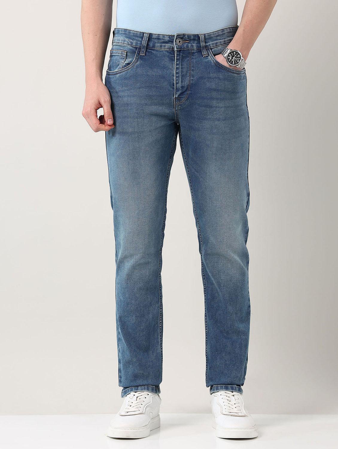 men washed mid rise slim fit jeans - 21998393 - Standard Image - 1
