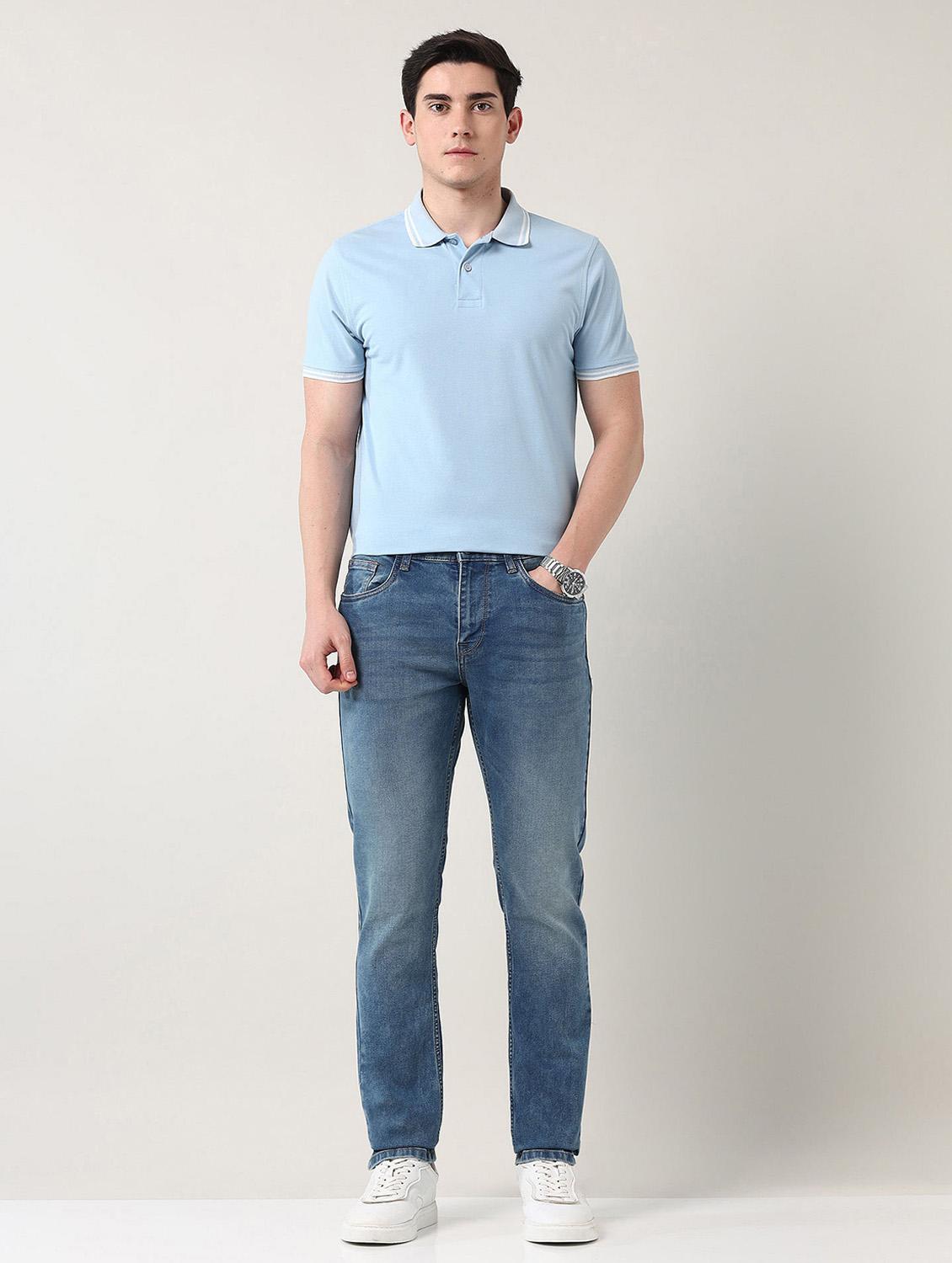 men washed mid rise slim fit jeans - 21998393 - Standard Image - 4