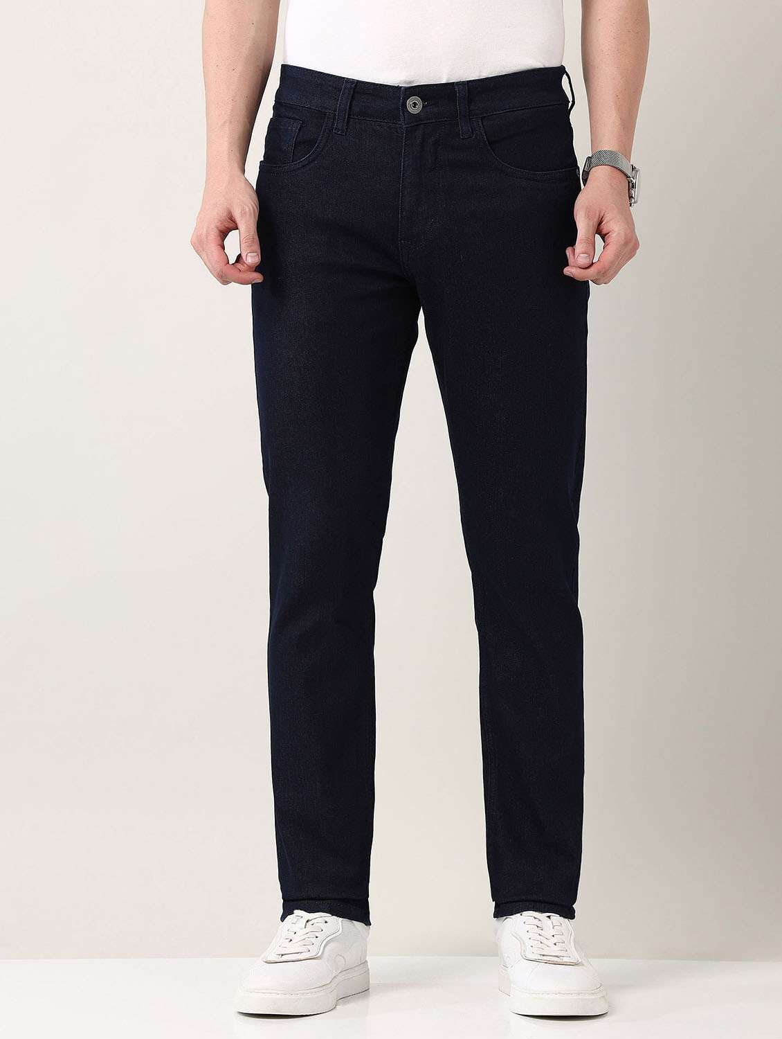 men solid mid rise slim fit jeans - 21998394 -  Standard Image - 1