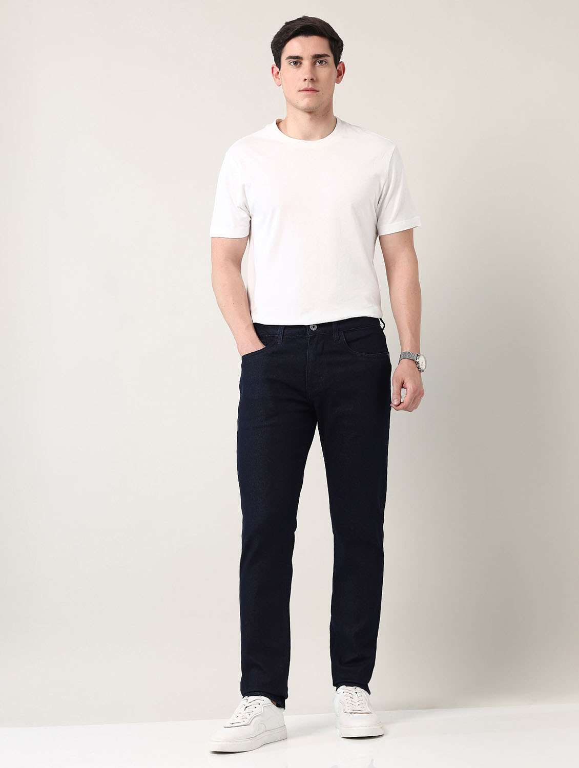 men solid mid rise slim fit jeans - 21998394 -  Standard Image - 4