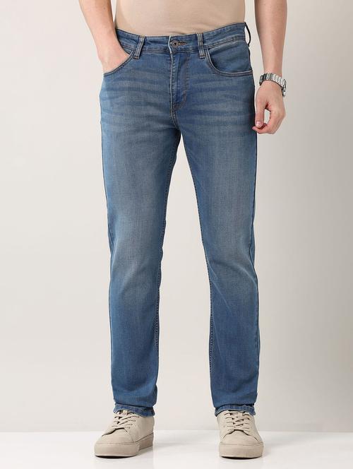 men washed mid rise slim fit jeans - 21998395 - Standard Image - 0