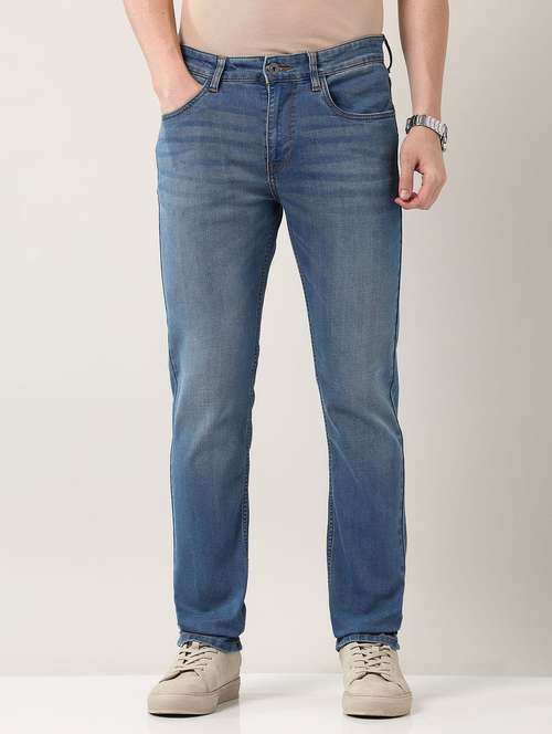 Men Washed Mid Rise Slim Fit Jeans
