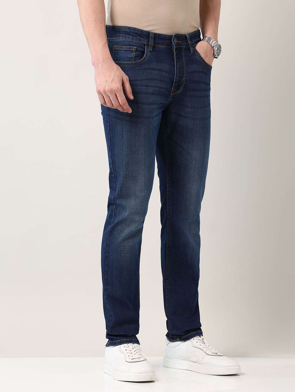 men washed mid rise slim fit jeans - 21998396 -  Standard Image - 1