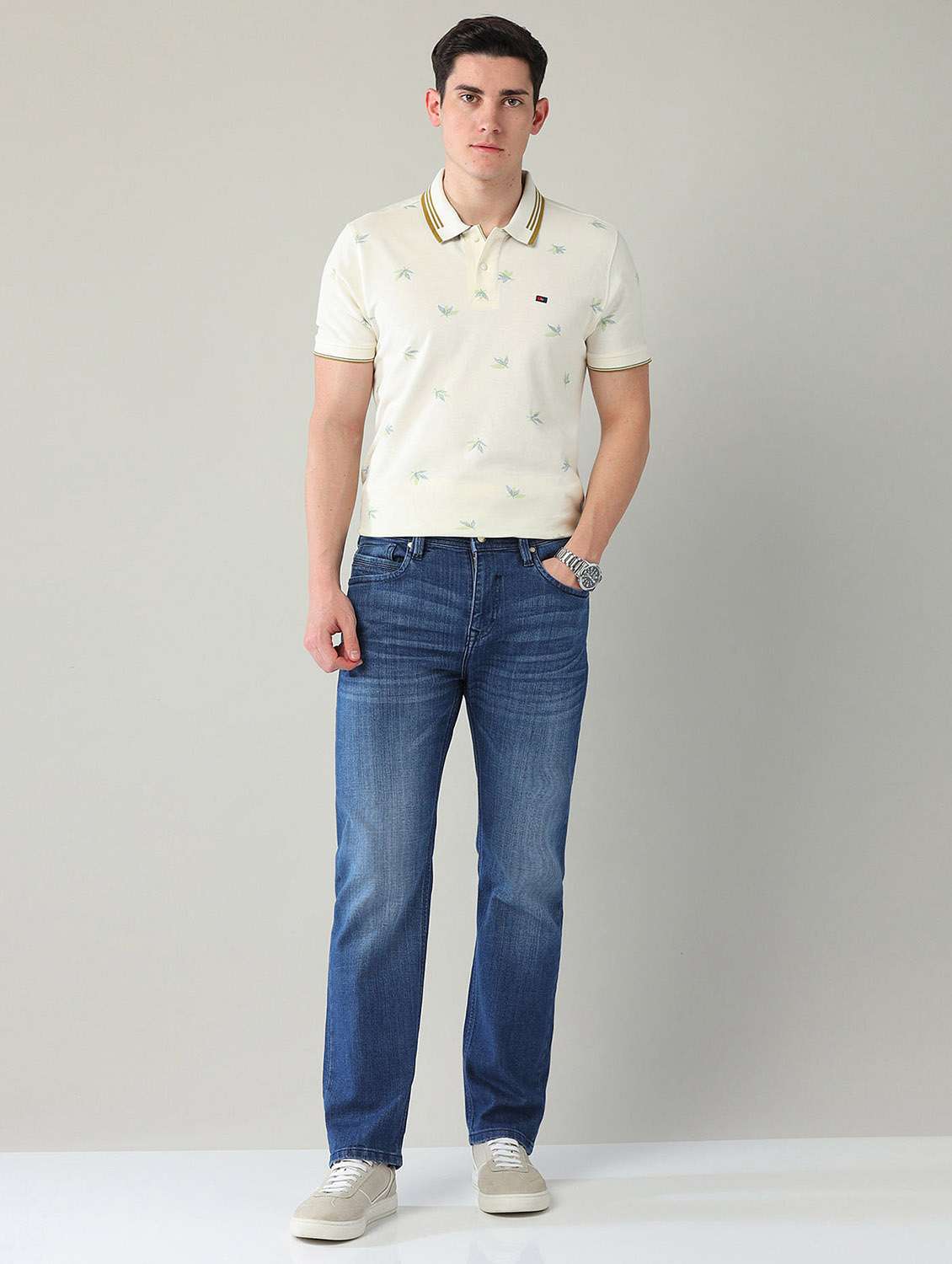 men washed mid rise straight fit jeans - 21998407 -  Standard Image - 4