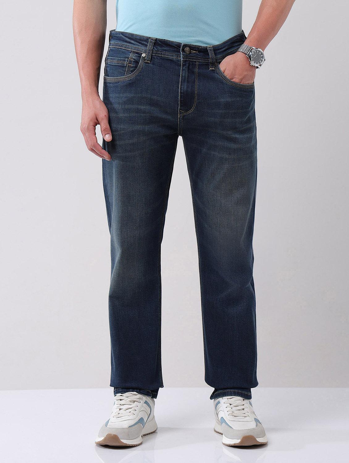 men washed mid rise slim fit jeans