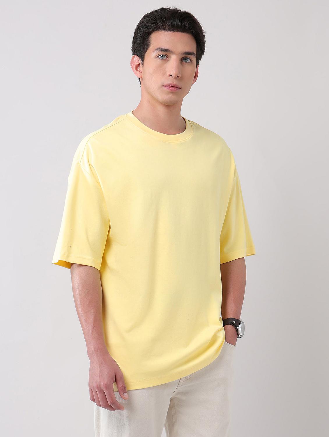 men solid round neck oversized t-shirt - 21998428 -  Standard Image - 1