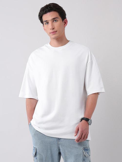 men solid round neck oversized t-shirt - 21998429 -  Standard Image - 0