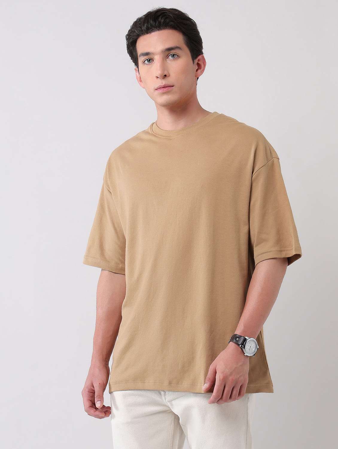 men solid round neck oversized t-shirt - 21998431 -  Standard Image - 1