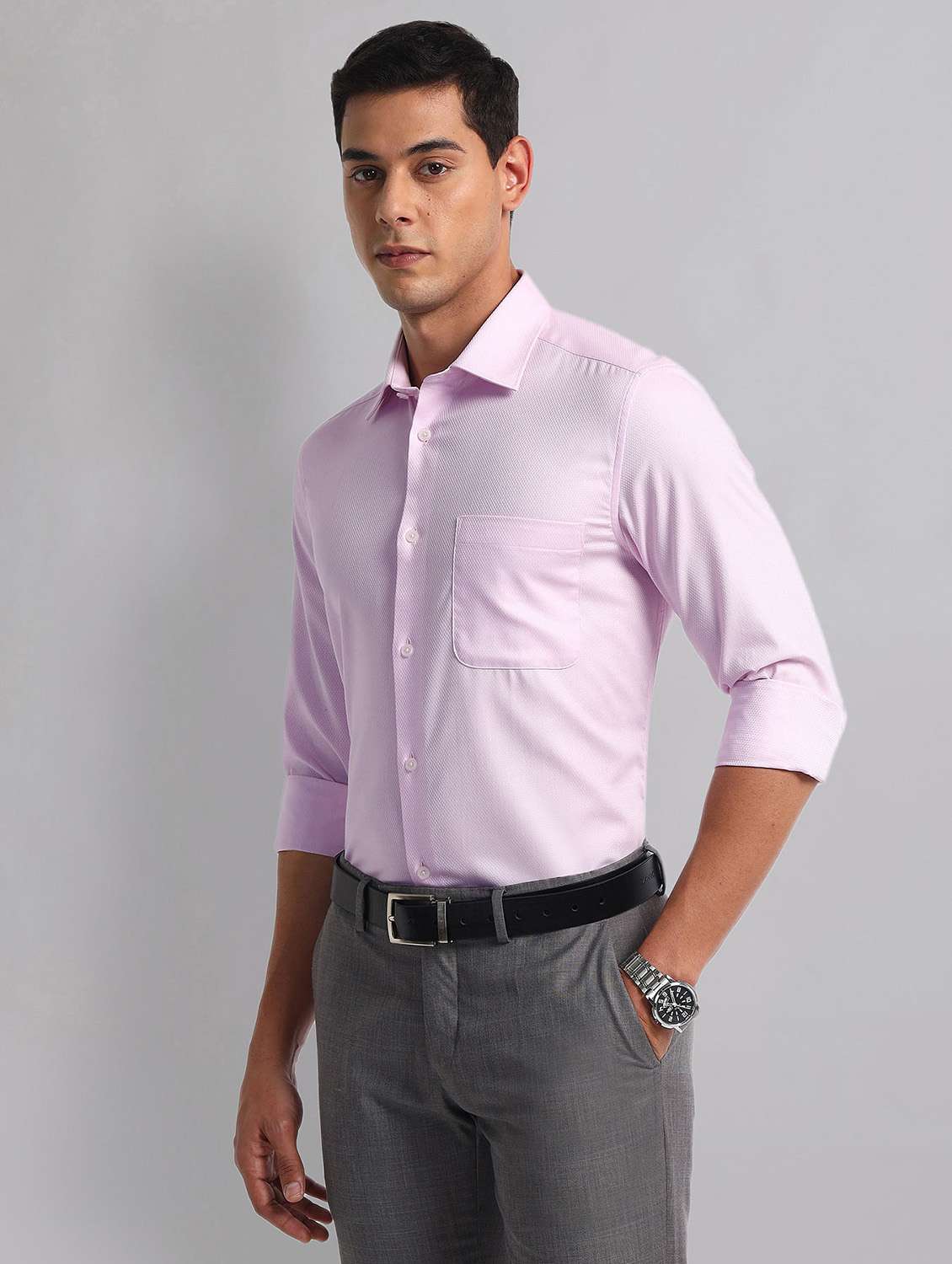 men solid long sleeve regular fit formal shirt - 21998438 -  Standard Image - 1