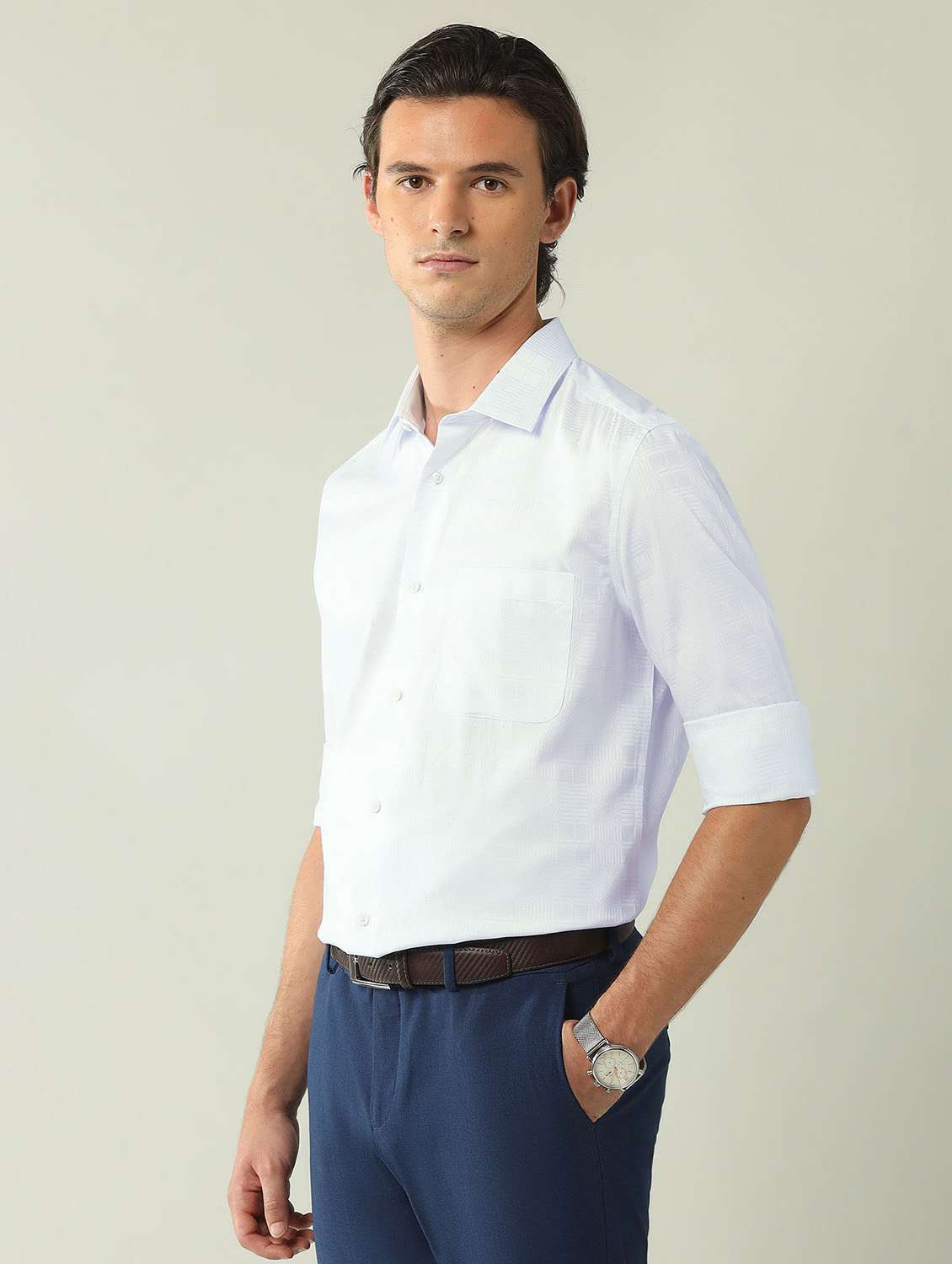 men striped long sleeve regular fit formal shirt - 21998439 - Standard Image - 1