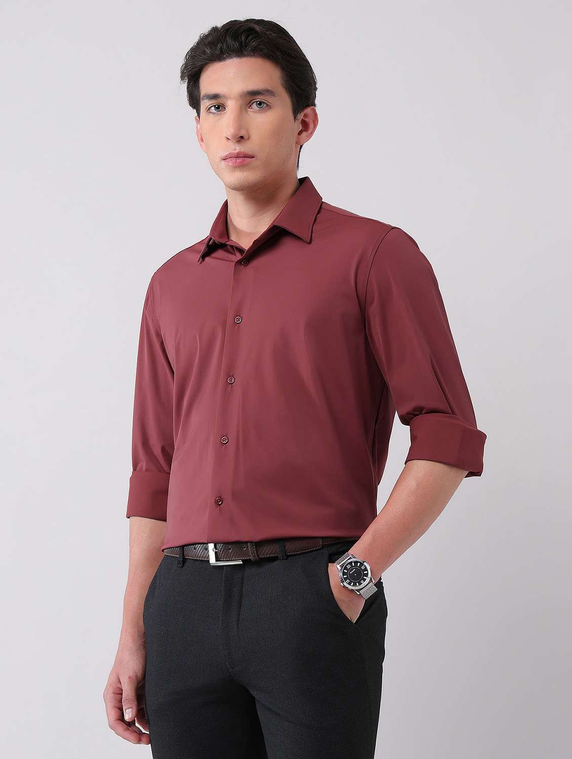 men solid long sleeve regular fit formal shirt - 21998443 -  Standard Image - 1