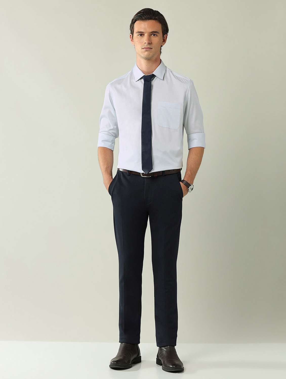 men solid long sleeve regular fit formal shirt - 21998446 - Standard Image - 4