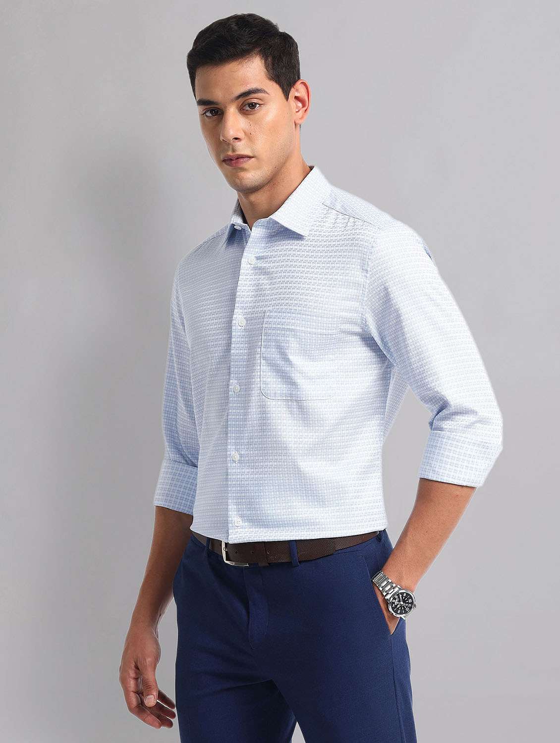 men checkered long sleeve regular fit formal shirt - 21998448 -  Standard Image - 1